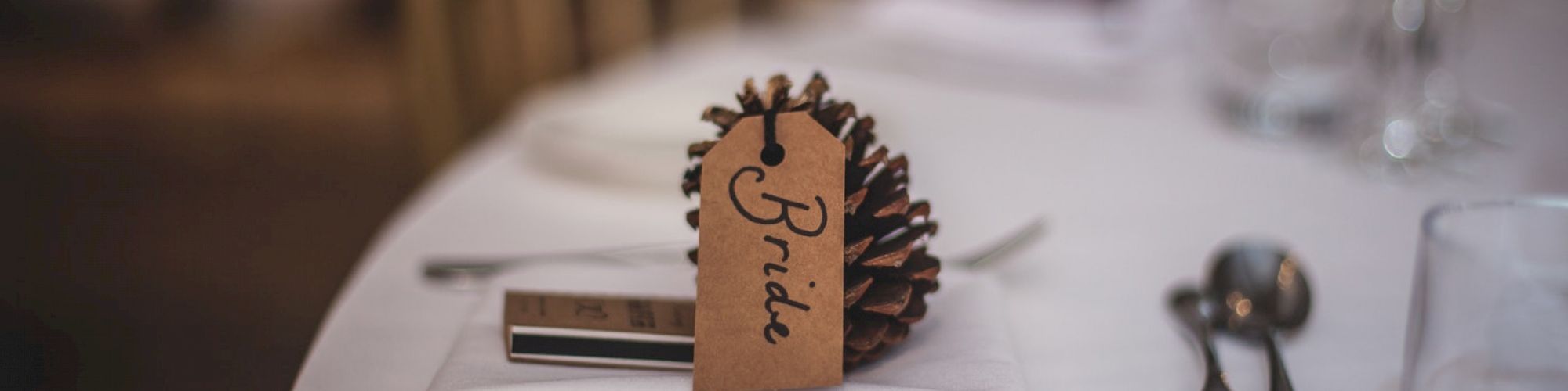 A wedding table setting marked 